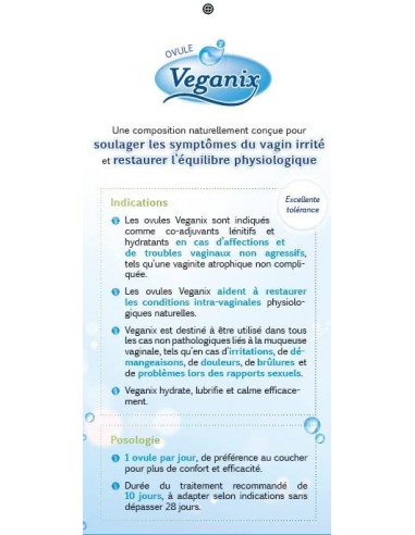 Veganix box of 10 vaginal suppositories