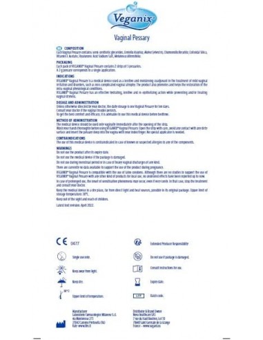 Veganix box of 10 vaginal suppositories